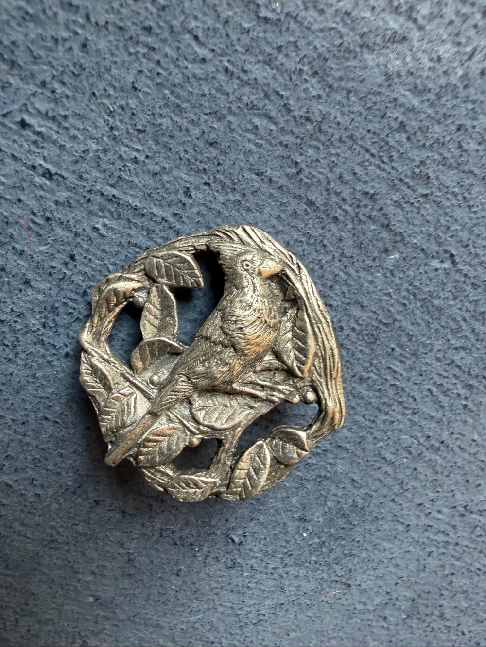 Vintage Birds & Blooms Pewter Cardinal Brooch